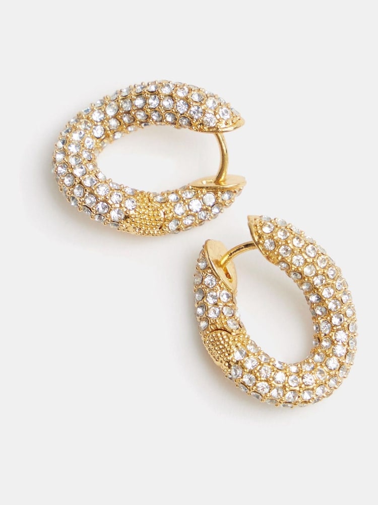 Hush Gold Tone Pia Pave Twist Hoop Earrings - Image 2 of 5