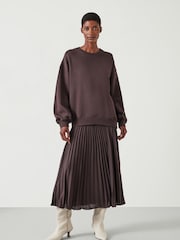 Hush Brown Gabriela Pleated Skirt Sweat Dress - Image 1 of 5