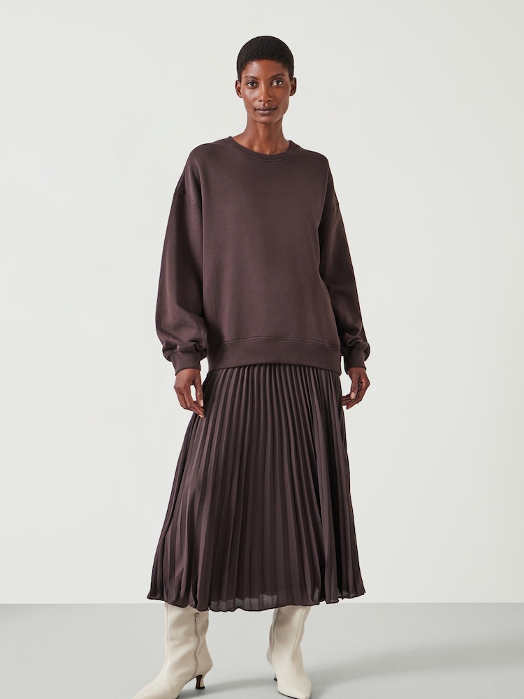 Hush Brown Gabriela Pleated Skirt Sweat Dress - Image 1 of 5
