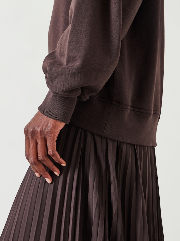 Hush Brown Gabriela Pleated Skirt Sweat Dress - Image 2 of 5