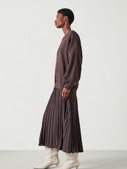 Hush Brown Gabriela Pleated Skirt Sweat Dress - Image 4 of 5