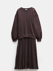 Hush Brown Gabriela Pleated Skirt Sweat Dress - Image 5 of 5