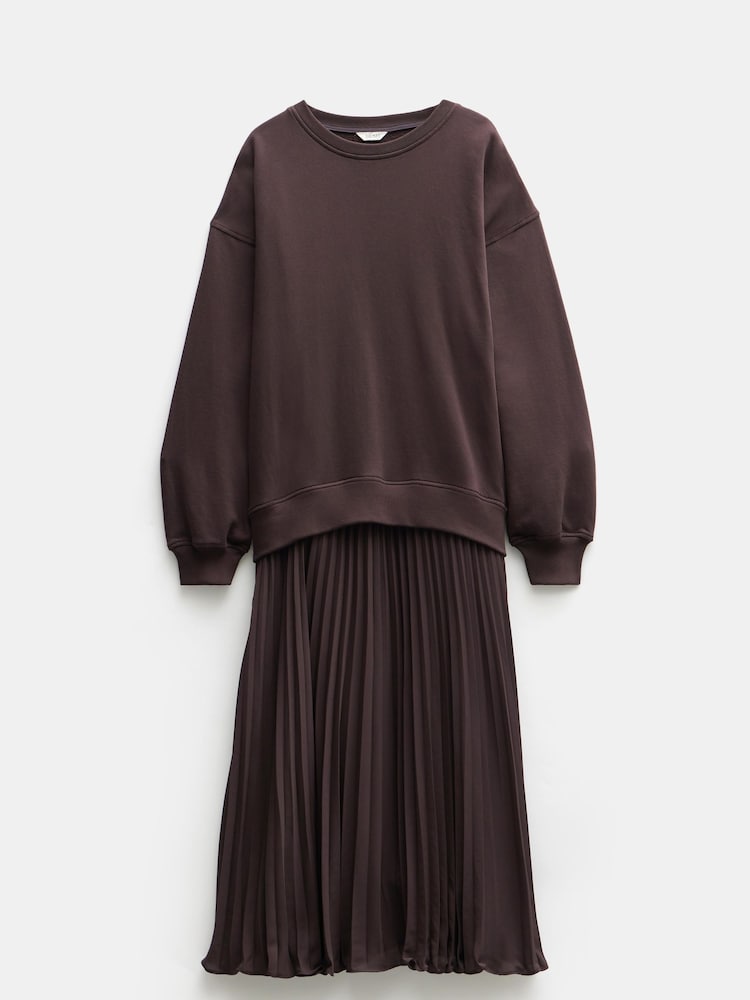 Hush Brown Gabriela Pleated Skirt Sweat Dress - Image 5 of 5