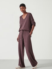 Hush Purple Elle Supersoft Wide Leg Joggers - Image 1 of 5