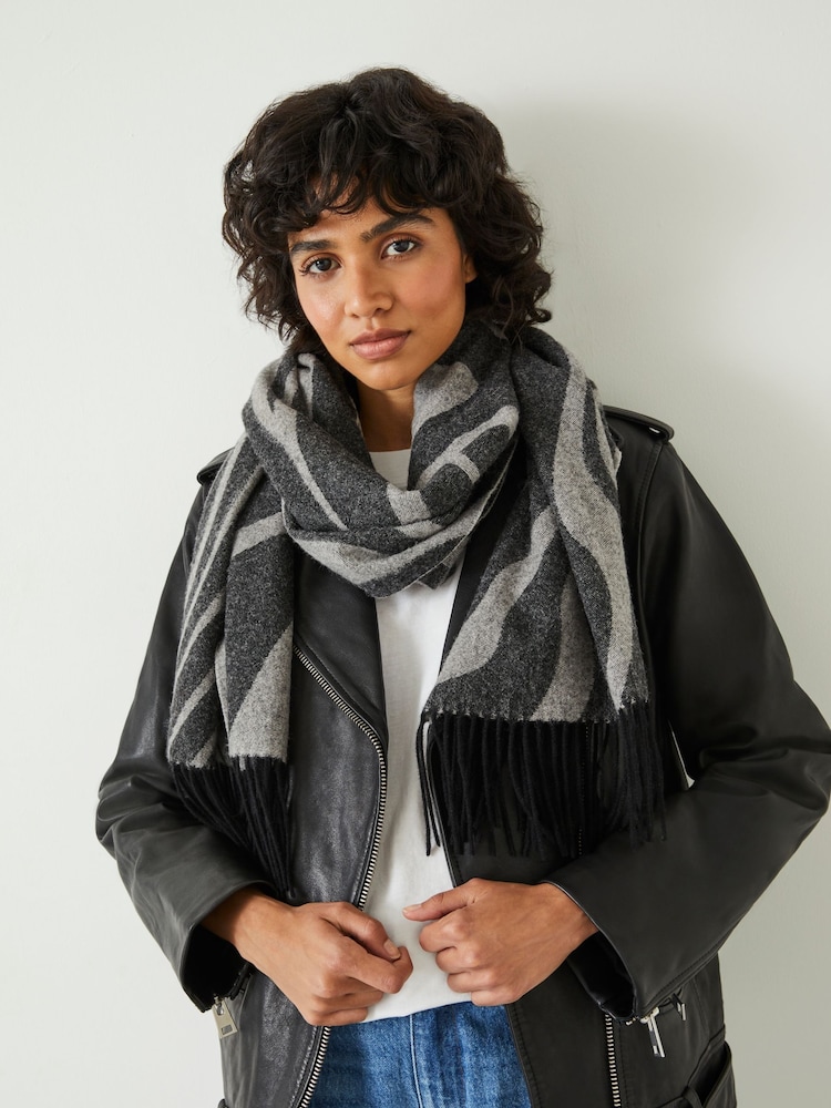 Hush Grey Winter Asymmetric Midweight Wool Scarf - Image 1 of 5