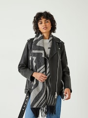 Hush Grey Winter Asymmetric Midweight Wool Scarf - Image 2 of 5