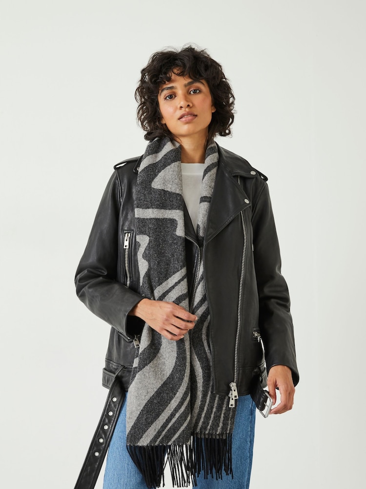 Hush Grey Winter Asymmetric Midweight Wool Scarf - Image 2 of 5