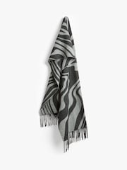 Hush Grey Winter Asymmetric Midweight Wool Scarf - Image 3 of 5