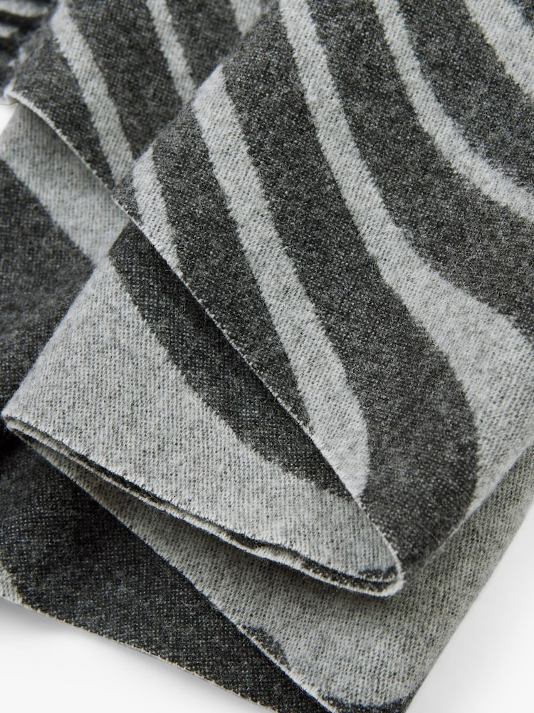 Hush Grey Winter Asymmetric Midweight Wool Scarf - Image 5 of 5