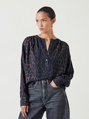 Hush Animal Print Oversized Fernanda Blouse - Image 1 of 5