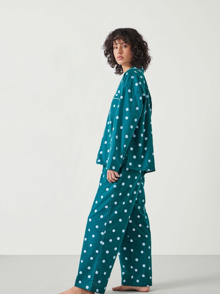Hush Blue Amita 100% Cotton Flannel Polka Dot Pyjamas - Image 2 of 5 Hush Blue Amita 100% Cotton Flannel Polka Dot Pyjamas - Image 2 of 5