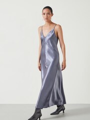Hush Grey Aurora Satin Slip Maxi Dress - Image 1 of 5