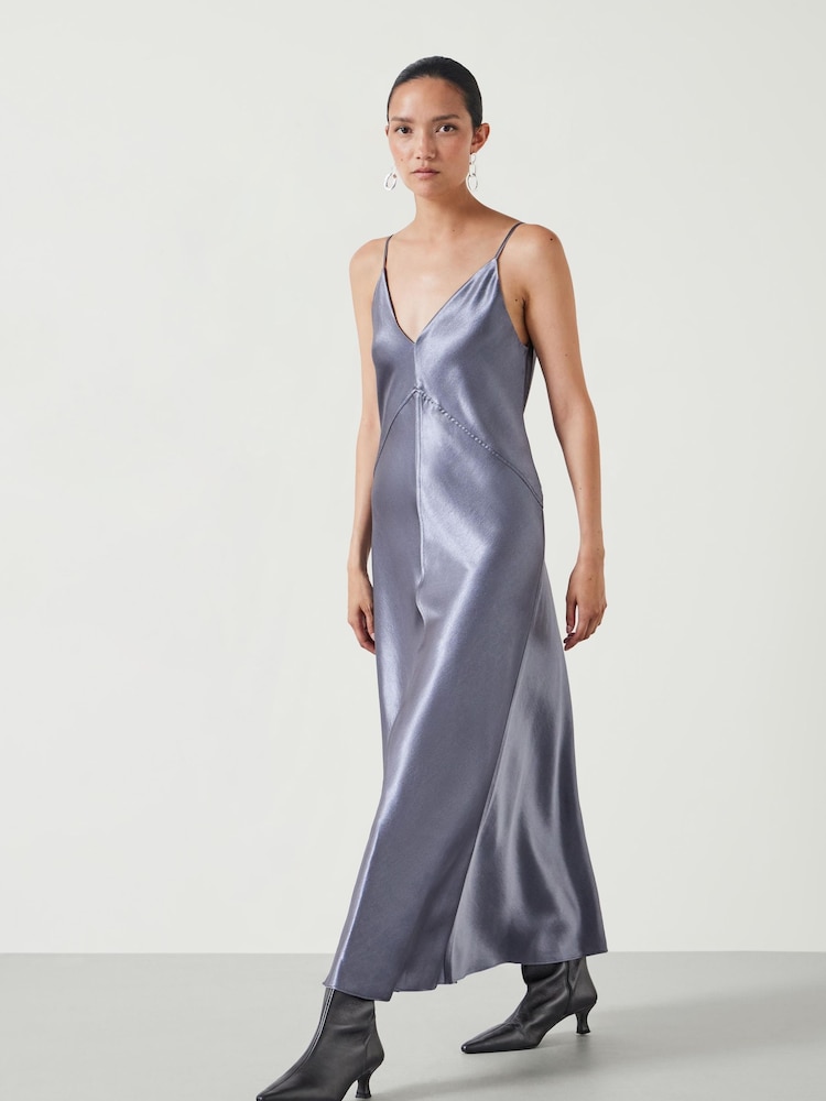 Hush Grey Aurora Satin Slip Maxi Dress - Image 1 of 5