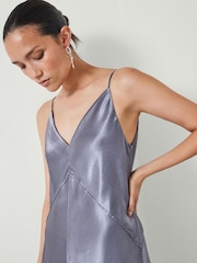 Hush Grey Aurora Satin Slip Maxi Dress - Image 2 of 5