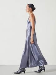 Hush Grey Aurora Satin Slip Maxi Dress - Image 4 of 5
