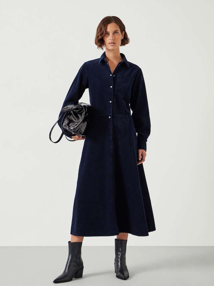Hush Blue Bella Corduroy Maxi 100% Cotton Dress - Image 1 of 5