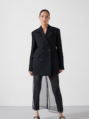Hush Black Clarke Longline 100% Cotton Blazer - Image 2 of 5