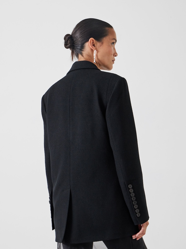 Hush Black Clarke Longline 100% Cotton Blazer - Image 3 of 5