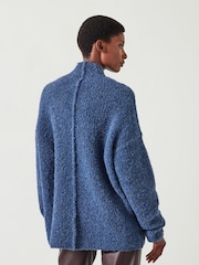 Hush Blue Bailey Relaxed Boucle Funnel Jumper - Image 3 of 5