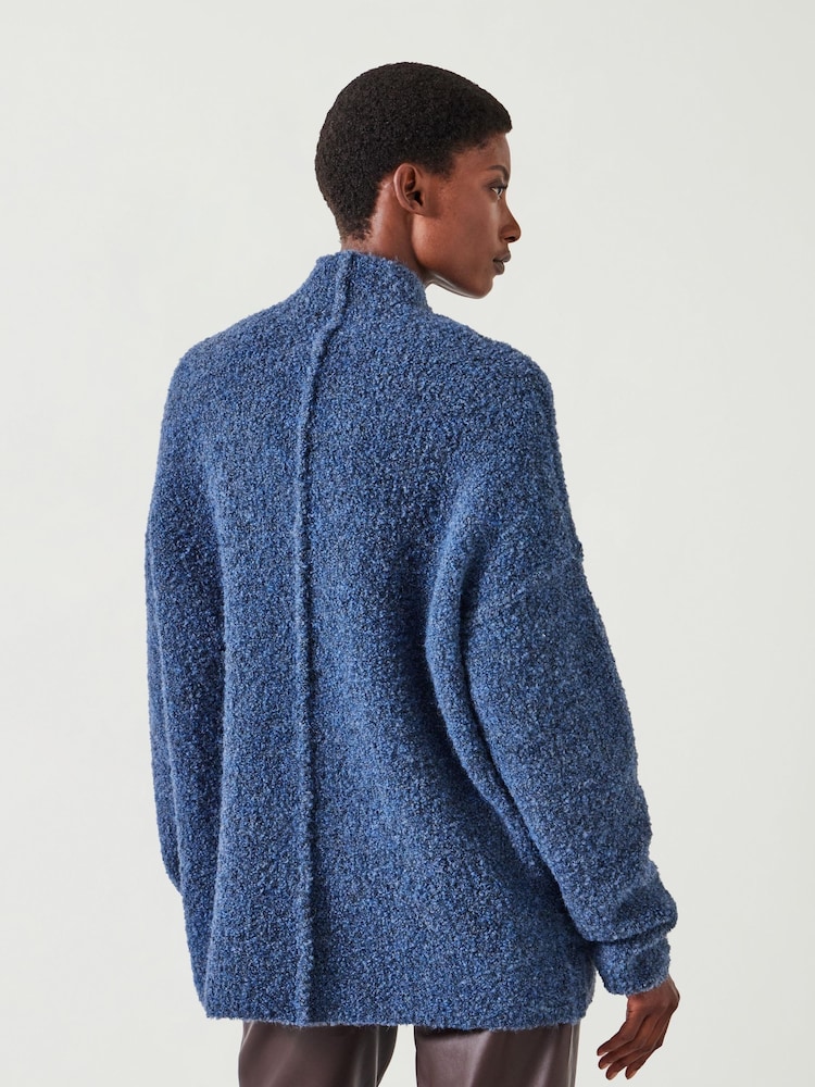 Hush Blue Bailey Relaxed Boucle Funnel Jumper - Image 3 of 5
