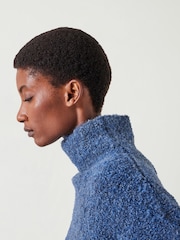 Hush Blue Bailey Relaxed Boucle Funnel Jumper - Image 4 of 5
