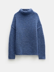 Hush Blue Bailey Relaxed Boucle Funnel Jumper - Image 5 of 5