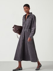 Hush Grey Bella Corduroy Maxi 100% Cotton Dress - Image 1 of 5