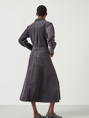 Hush Grey Bella Corduroy Maxi 100% Cotton Dress - Image 3 of 5