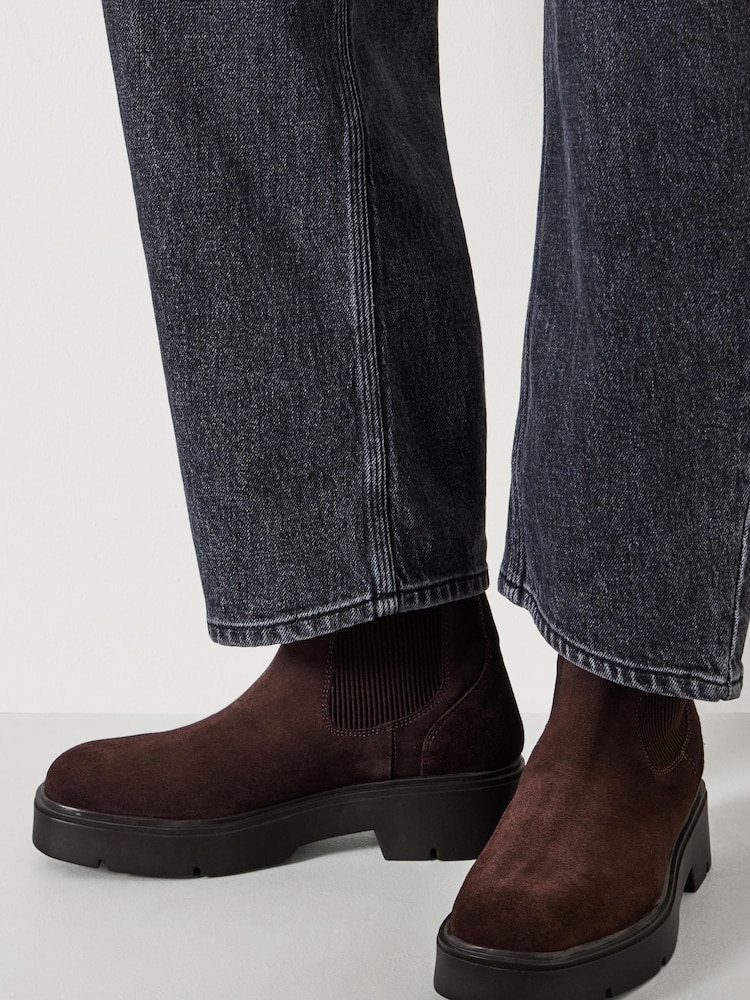 Hush Brown Chunky Suede Chelsea Boots - Image 1 of 4