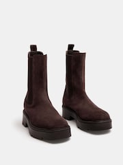 Hush Brown Chunky Suede Chelsea Boots - Image 3 of 4