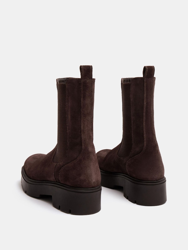 Hush Brown Chunky Suede Chelsea Boots - Image 4 of 4