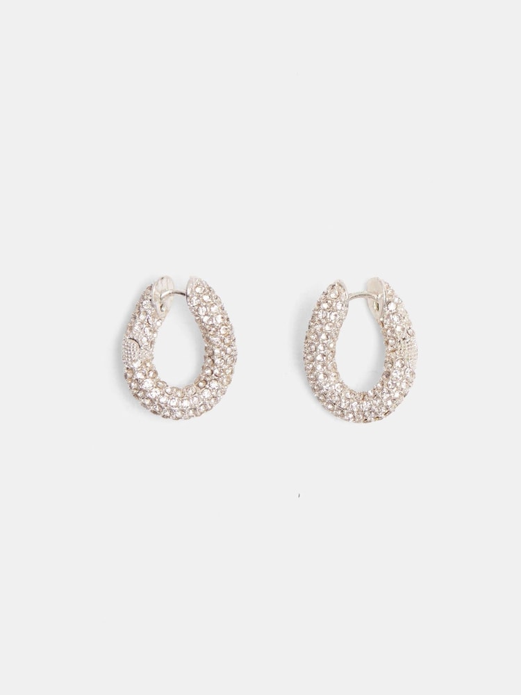 Hush Silver Tone Pia Pave Twist Hoop Earrings - Image 1 of 4