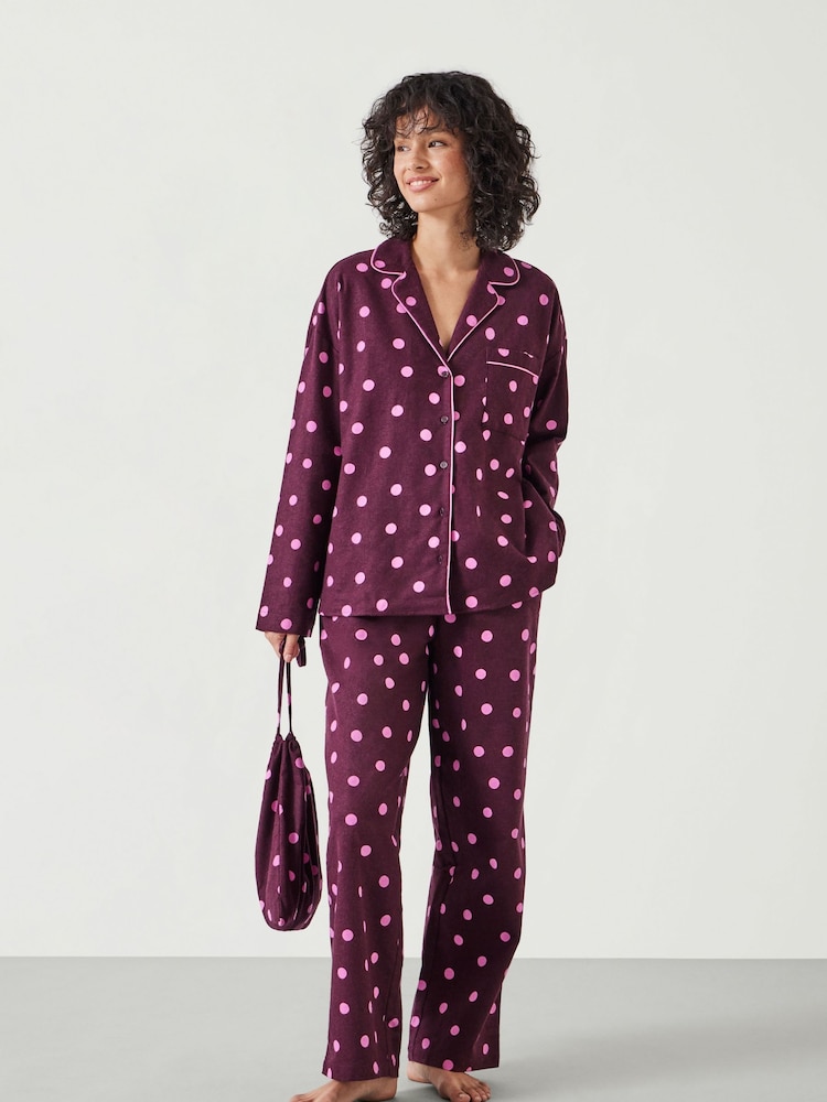 Hush Amita Pyjama aus 100 % Baumwollflanell mit Punktmuster - Bild 1 von 4 Hush Amita Pyjama aus 100 % Baumwollflanell mit Punktmuster - Bild 1 von 4