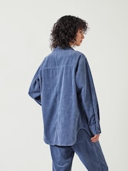 Hush Blue Oversized Cleo Corduroy 100% Cotton Shirt - Image 3 of 5