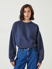 Hush Blue Blair Dart Detail Relaxed 100% Cotton Sweatshirt - Image 1 of 5