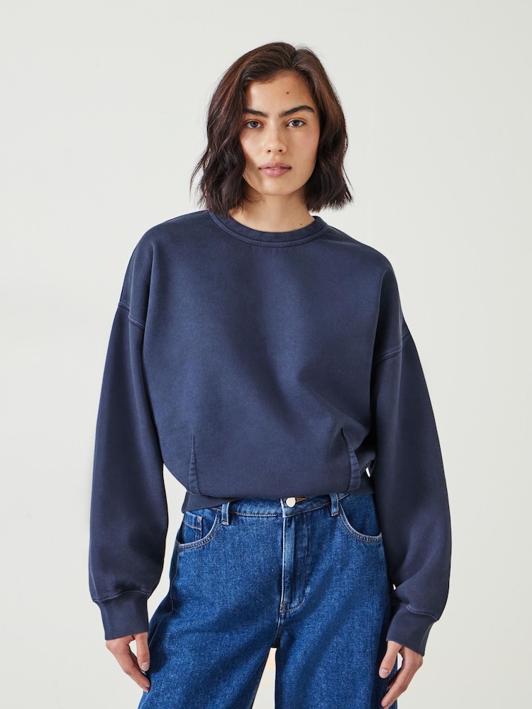 Hush Blue Blair Dart Detail Relaxed 100% Cotton Sweatshirt - Image 1 of 5