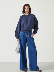 Hush Blue Blair Dart Detail Relaxed 100% Cotton Sweatshirt - Image 2 of 5