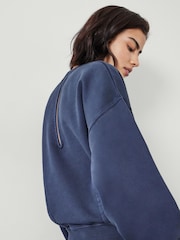 Hush Blue Blair Dart Detail Relaxed 100% Cotton Sweatshirt - Image 4 of 5