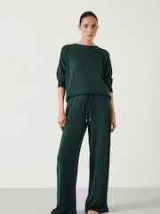 Hush Green Elle Supersoft Wide Leg Joggers - Image 1 of 5