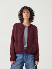 Hush Red Tai Boucle Edge to Edge 100% Cotton Cardigan - Image 1 of 5