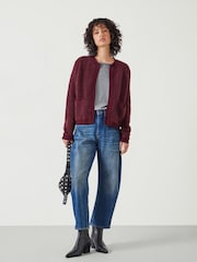 Hush Red Tai Boucle Edge to Edge 100% Cotton Cardigan - Image 2 of 5