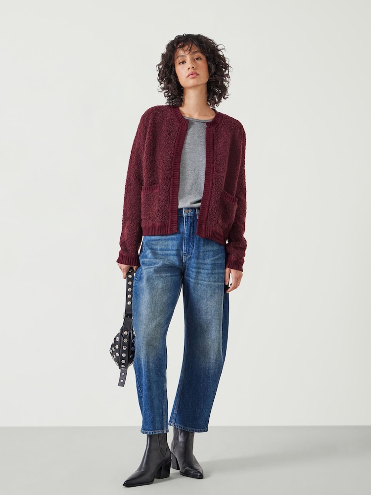 Hush Red Tai Boucle Edge to Edge 100% Cotton Cardigan - Image 2 of 5