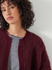 Hush Red Tai Boucle Edge to Edge 100% Cotton Cardigan - Image 4 of 5