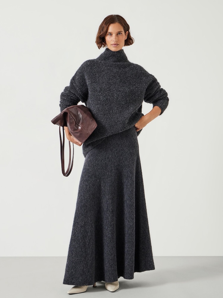 Hush Grey Bea Boucle Knitted Midi Skirt - Image 1 of 5