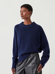 Hush Blue Cora Chunky Cashmere Crew Jumper - Image 1 of 5