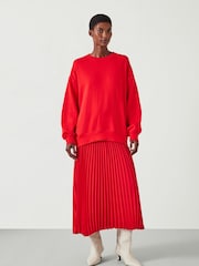 Hush Red Gabriela Pleated Skirt Sweat Dress - Image 1 of 5
