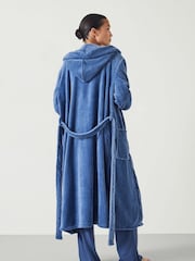 Hush Blue Fluffy Hooded Dressing Gown - Image 2 of 5
