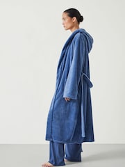 Hush Blue Fluffy Hooded Dressing Gown - Image 3 of 5