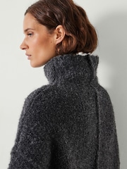 Hush Grey Bailey Relaxed Boucle Funnel Jumper - Image 2 of 5
