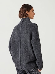 Hush Grey Bailey Relaxed Boucle Funnel Jumper - Image 3 of 5